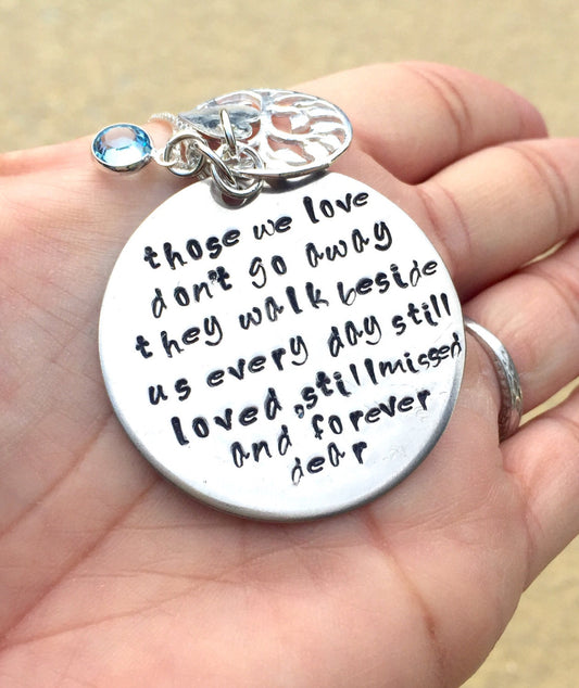 memorial necklace, rememberance necklace, natashaaloha, tree of life necklace, lyrics necklace, memorial quote necklace, hand stamped - Natashaaloha, jewelry, bracelets, necklace, keychains, fishing lures, gifts for men, charms, personalized,