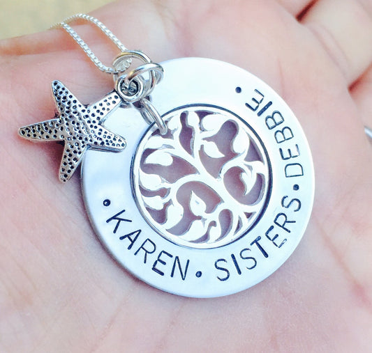 Sister Necklace, Best Friend necklace, Family Tree Necklace, Tree of Life Necklace, Mom Necklace, Mothers Day Gifts - Natashaaloha, jewelry, bracelets, necklace, keychains, fishing lures, gifts for men, charms, personalized,