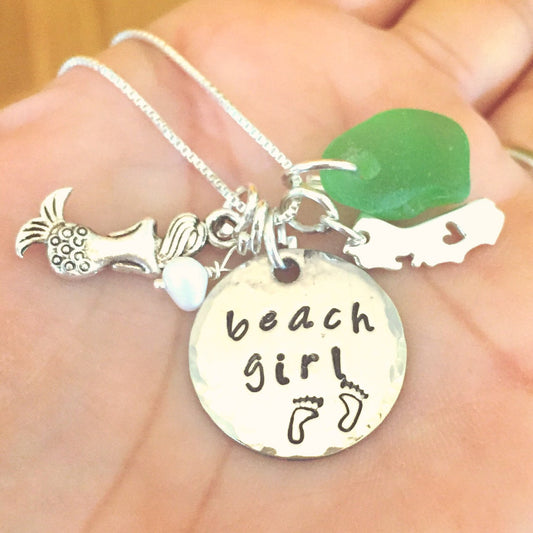 Beach Girl Mermaid Necklace - Natashaaloha, jewelry, bracelets, necklace, keychains, fishing lures, gifts for men, charms, personalized,