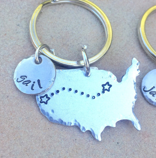 United States Keychain, Family Reunion, Graduation Gift, Long Distance Gifts, High School Reunion Gift, Reunion Gifts, Keychains - Natashaaloha, jewelry, bracelets, necklace, keychains, fishing lures, gifts for men, charms, personalized,