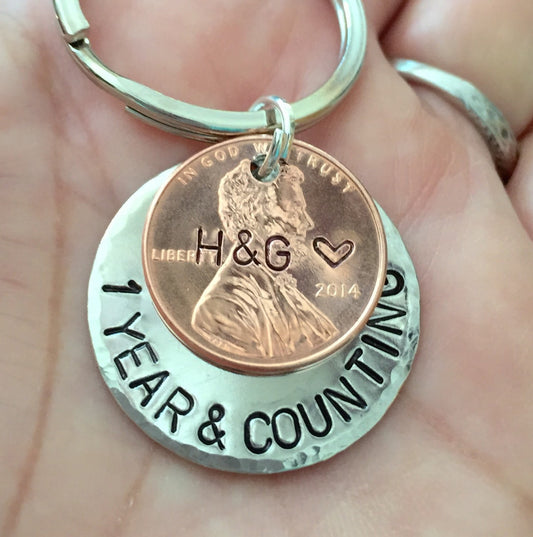 Personalized 1 Year And Counting Keychain - Natashaaloha, jewelry, bracelets, necklace, keychains, fishing lures, gifts for men, charms, personalized, 