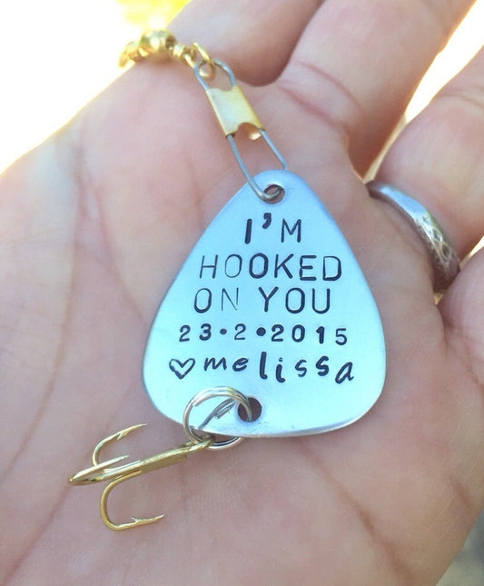 Fishing Lure,  For Him, Boyfriend Gift, Personalized Fishing Lure, Hand Stamped Fishing Lure,natashaaloha, Father's Day Gift - Natashaaloha, jewelry, bracelets, necklace, keychains, fishing lures, gifts for men, charms, personalized, 