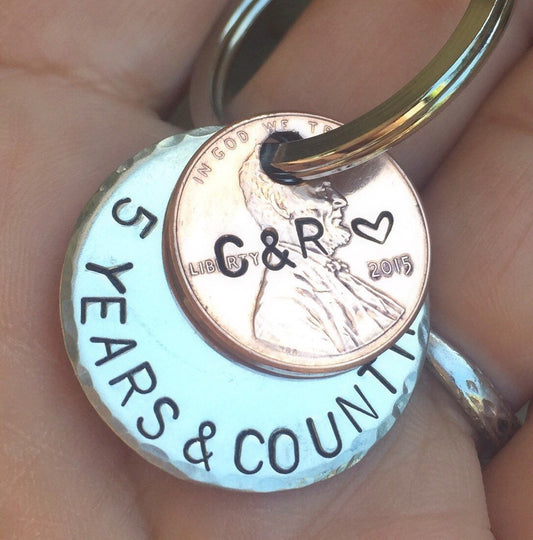 Personalized 5 years and Counting Keychain - Natashaaloha, jewelry, bracelets, necklace, keychains, fishing lures, gifts for men, charms, personalized, 