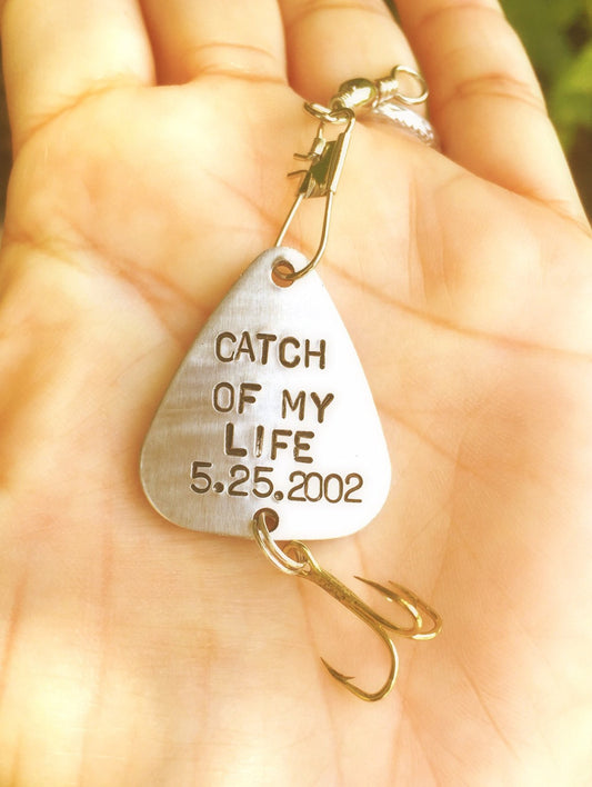 Fishing Lure, Fathers Day, My Best Catch, I'm hooked on you, Personalized For Men, Custom Fisherman Gift, natashaaloha - Natashaaloha, jewelry, bracelets, necklace, keychains, fishing lures, gifts for men, charms, personalized,