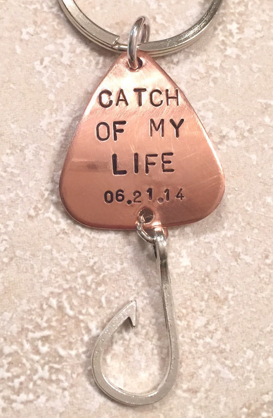 Fishing Keychain, Fathers Day Gifts, For Him, Boyfriend Gift, Personalized Fishing Lure, Hand Stamped Fishing Lure,natashaaloha - Natashaaloha, jewelry, bracelets, necklace, keychains, fishing lures, gifts for men, charms, personalized,