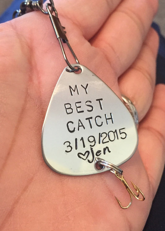 Fishing Lure,Boyfriend Gift, Gifts For Men, Personalized Fishing Lure, Hand Stamped Fishing Lure,natashaaloha - Natashaaloha, jewelry, bracelets, necklace, keychains, fishing lures, gifts for men, charms, personalized, 
