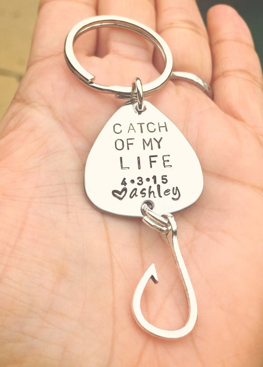 Happy Father's Day, Fishing Lure Keychain, For Him, Boyfriend Gift, Personalized Fishing Lure, Hand Stamped Fishing Lure,natashaaloha - Natashaaloha, jewelry, bracelets, necklace, keychains, fishing lures, gifts for men, charms, personalized, 