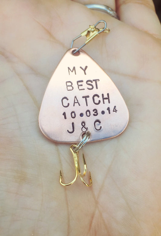 Fishing Lure, Valentine Gift, For Him, Boyfriend Gift, Personalized Fishing Lure, Hand Stamped Fishing Lure,natashaaloha, Boyfriend Gift - Natashaaloha, jewelry, bracelets, necklace, keychains, fishing lures, gifts for men, charms, personalized,