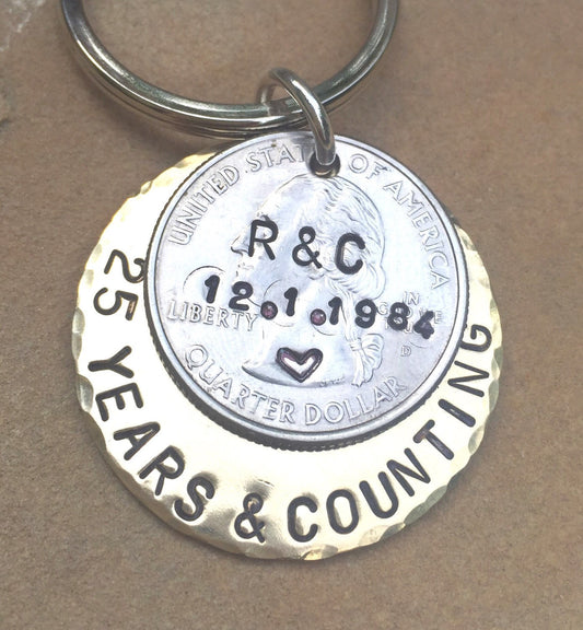 Anniversary Gifts, 10 Years And Counting Gift, Custom Keychains, Natashaaloha - Natashaaloha, jewelry, bracelets, necklace, keychains, fishing lures, gifts for men, charms, personalized,