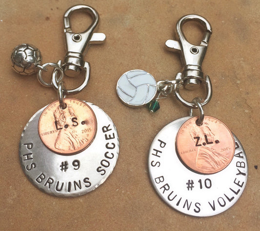 Soccer Keychain, Boyfriend Gift, Personalized Sports Gift, Hand Stamped Keychain,High School Gift, College Gifts, Christmas G - Natashaaloha, jewelry, bracelets, necklace, keychains, fishing lures, gifts for men, charms, personalized, 