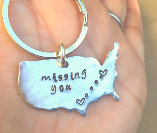 Missing You, Fathers Day Gift, Worth Every Mile, United States Keychain, Gifts for Men, Long Distance Keychain, Couples Keychain - Natashaaloha, jewelry, bracelets, necklace, keychains, fishing lures, gifts for men, charms, personalized,