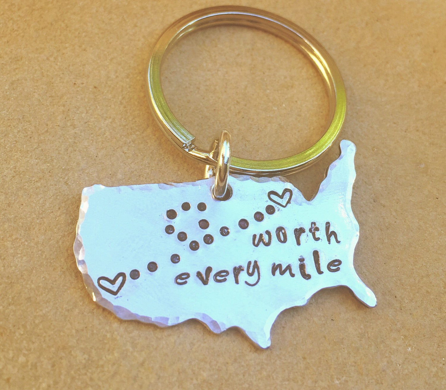 Missing You, Fathers Day Gift, Worth Every Mile, United States Keychain, Gifts for Men, Long Distance  Keychain, Couples Keychain - Natashaaloha, jewelry, bracelets, necklace, keychains, fishing lures, gifts for men, charms, personalized, 