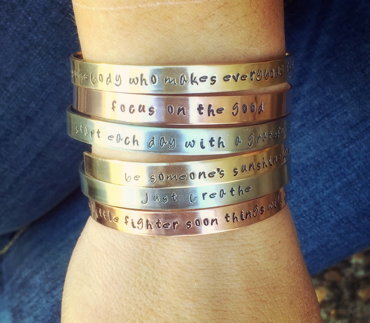 Personalized Cuffs, Positve Quote Cuffs, Mothers Day Bracelet, Hand Stamped Cuffs, Stacking Cuff Bracelets, Inspirational Cuff Bracelets - Natashaaloha, jewelry, bracelets, necklace, keychains, fishing lures, gifts for men, charms, personalized, 