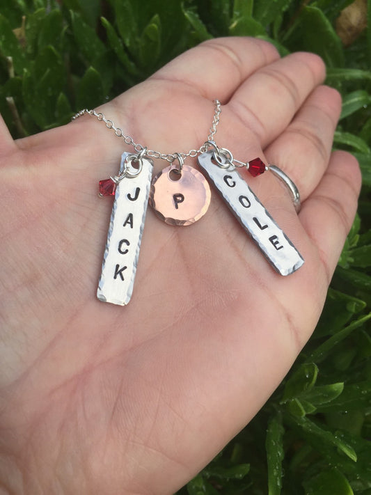 Monogram Necklace, Mother Necklace, Hand Stamped Monogram Necklace, Personalized Necklace, natashaaloha - Natashaaloha, jewelry, bracelets, necklace, keychains, fishing lures, gifts for men, charms, personalized,