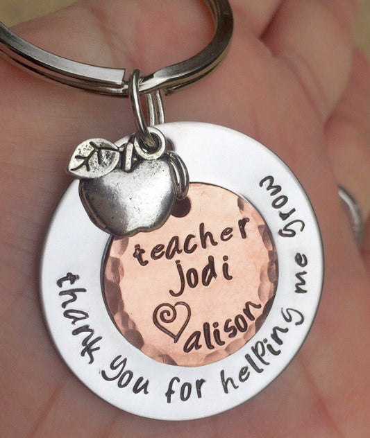 Teacher Gift, teacher gift, teacher appreciation, thank you for helping me grow, teacher key chain, teacher thank you gift - Natashaaloha, jewelry, bracelets, necklace, keychains, fishing lures, gifts for men, charms, personalized, 