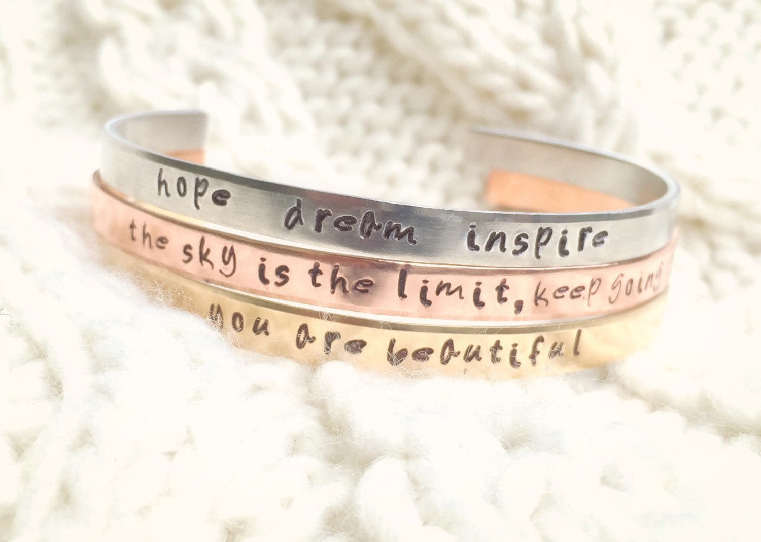 Positive Cuff Bracelets, Christmas Gifts Women, Personalized - Natashaaloha, jewelry, bracelets, necklace, keychains, fishing lures, gifts for men, charms, personalized, 