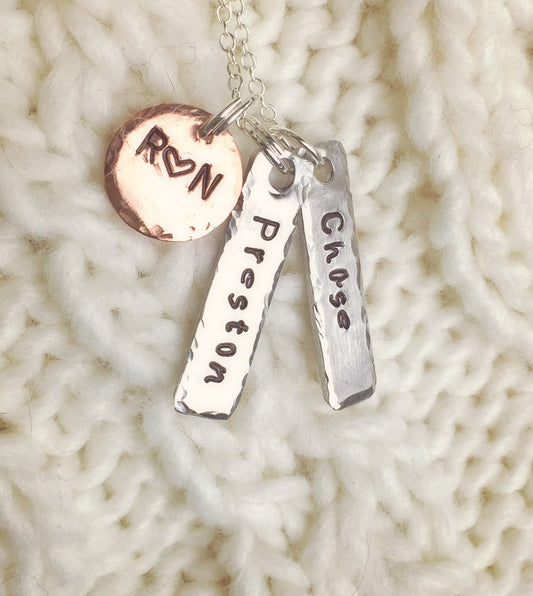 Mother Necklace, Hand Stamped Personalized Necklace, Personalized Necklace,natashaaloha - Natashaaloha, jewelry, bracelets, necklace, keychains, fishing lures, gifts for men, charms, personalized, 