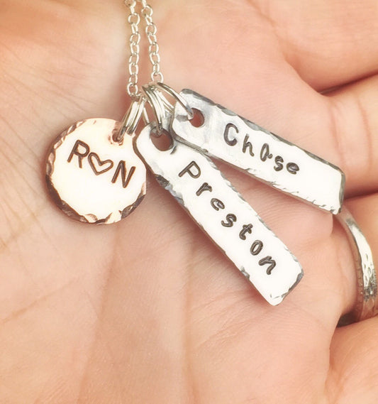 Mother Necklace, Mom Necklace, Hand Stamped Personalized Necklace, Personalized Necklace,natashaaloha - Natashaaloha, jewelry, bracelets, necklace, keychains, fishing lures, gifts for men, charms, personalized, 