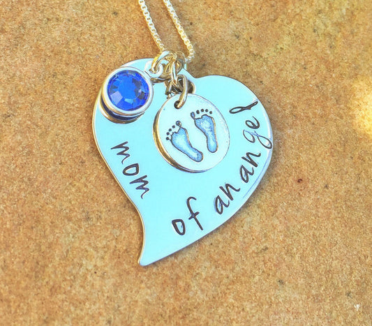 Mom Of An Angel Necklace, Sympathy Gifts,Memorial Necklace, Sympathy Gift, Memorial Baby, Mother's Loss, Personalized Necklace, natashaaloha - Natashaaloha, jewelry, bracelets, necklace, keychains, fishing lures, gifts for men, charms, personalized,