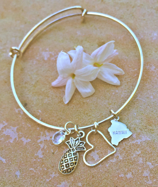 Hawaiian Bangle, Hawaiian Jewelry, Personalized Bangle Bracelets , Beach Bangle, Island Bangle, Hawaii Jewelry, natashaaloha - Natashaaloha, jewelry, bracelets, necklace, keychains, fishing lures, gifts for men, charms, personalized,