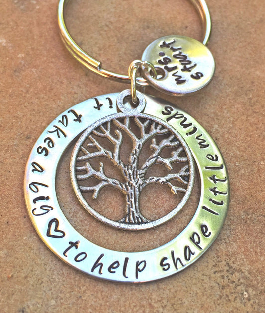 Teacher Gift, It Takes A Big Heart To Help Shape Little Minds, teacher gift, teacher appreciation, teacher key chain, teacher thank you gift - Natashaaloha, jewelry, bracelets, necklace, keychains, fishing lures, gifts for men, charms, personalized, 