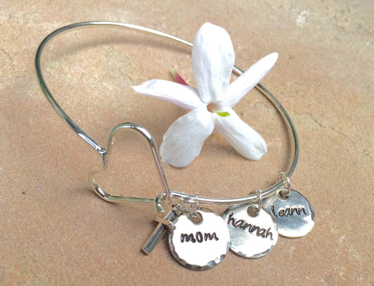 Mother Bangle, Personalized Bangle Bracelet,Personalized Family Bangle, Hand Stamped Custom Bangle - Natashaaloha, jewelry, bracelets, necklace, keychains, fishing lures, gifts for men, charms, personalized, 