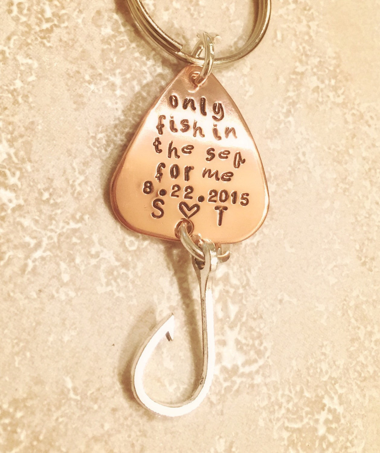 Fishing Keychain, For Him, Boyfriend Gift, Personalized Fishing Lure, Hand Stamped Fishing Lure,natashaaloha - Natashaaloha, jewelry, bracelets, necklace, keychains, fishing lures, gifts for men, charms, personalized, 