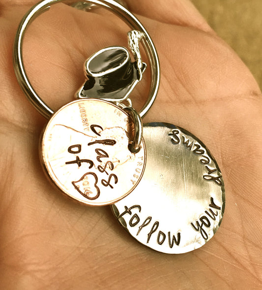 Graduation Gift 2016, Personalized Penny Keychains - Natashaaloha, jewelry, bracelets, necklace, keychains, fishing lures, gifts for men, charms, personalized,
