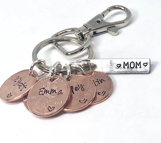 Mother’s Day Keychain, Penny Keychain, Personalized For Mom - Natashaaloha, jewelry, bracelets, necklace, keychains, fishing lures, gifts for men, charms, personalized,