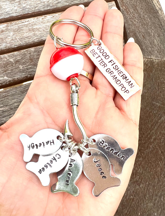 Fishing Keychain For Grandpa,Fishing Keychain Grandpop, Fishing Keychain Dad, Christmas Gifts Dad, Natashaaloha