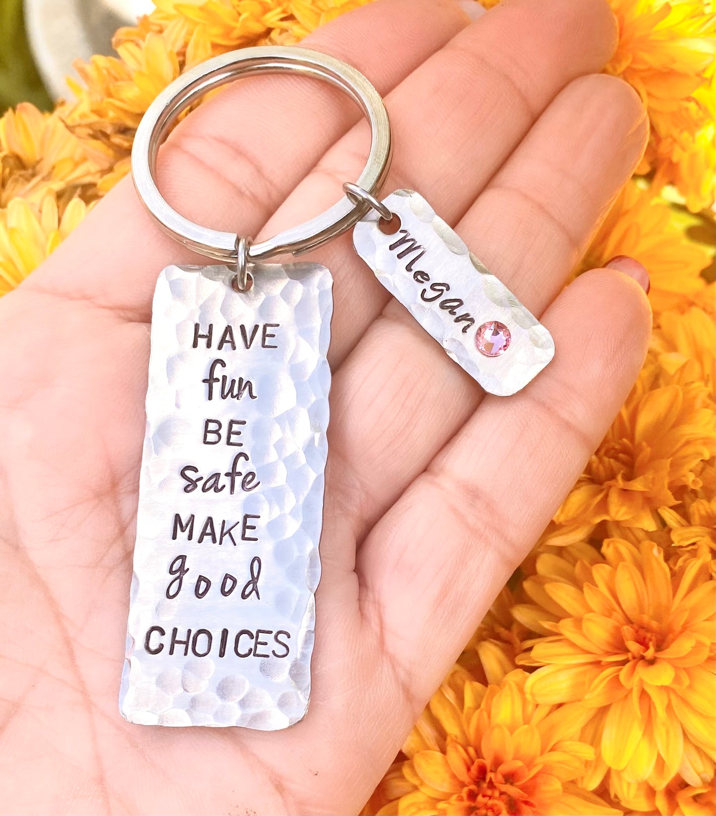 Have Fun Be Safe Make Good Choices Keychain, Sweet 16 Gifts - Natashaaloha, jewelry, bracelets, necklace, keychains, fishing lures, gifts for men, charms, personalized, 