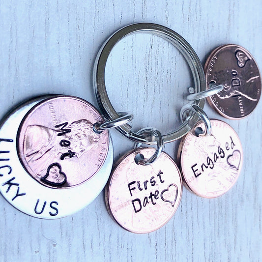 Personalized Penny Keychains - Natashaaloha, jewelry, bracelets, necklace, keychains, fishing lures, gifts for men, charms, personalized, 
