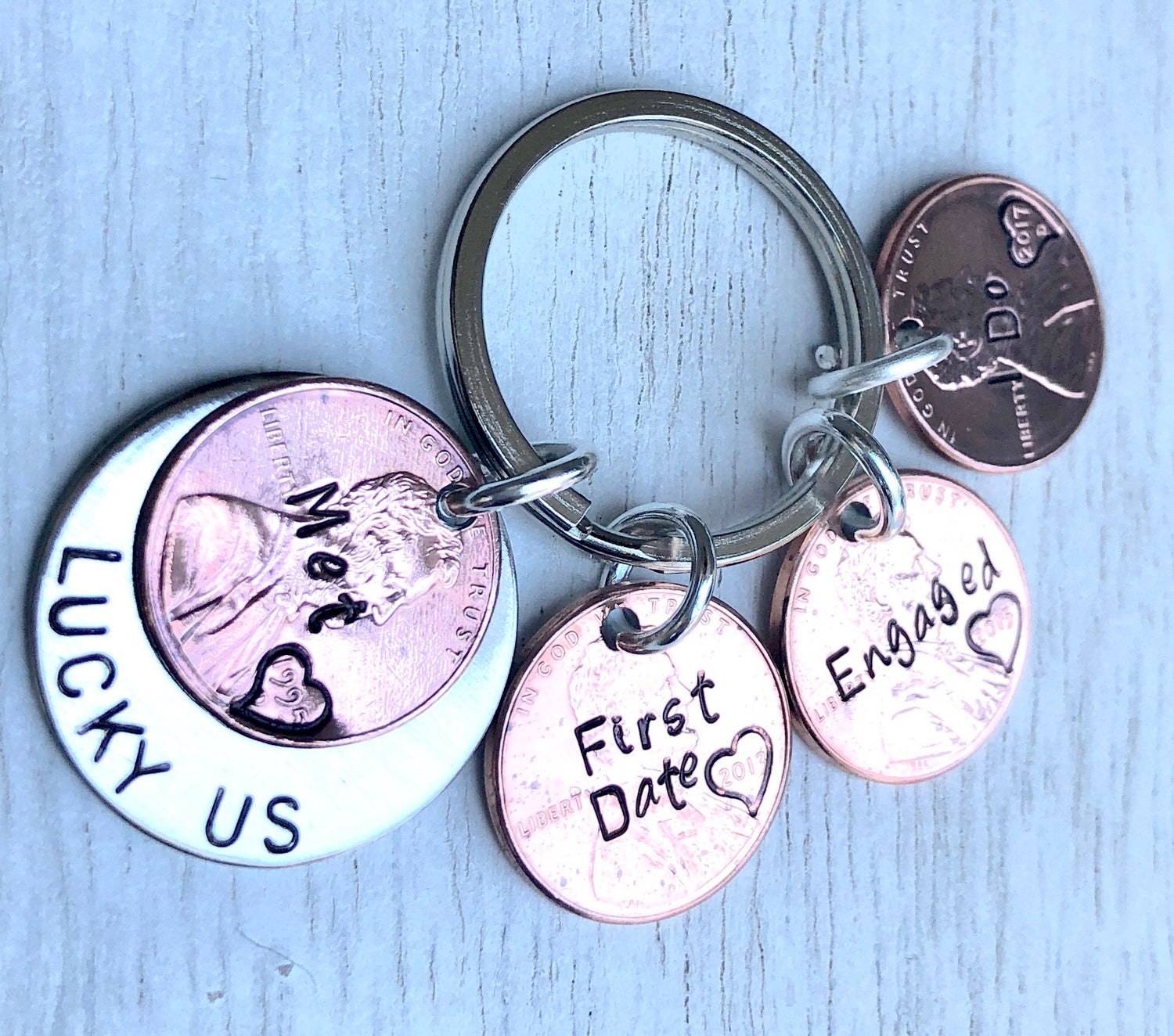 Personalized Penny Keychains - Natashaaloha, jewelry, bracelets, necklace, keychains, fishing lures, gifts for men, charms, personalized, 