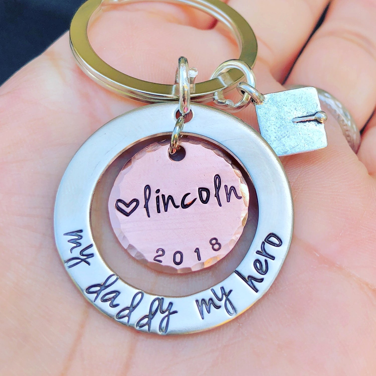 My Daddy My Hero Keychain - Natashaaloha, jewelry, bracelets, necklace, keychains, fishing lures, gifts for men, charms, personalized, 